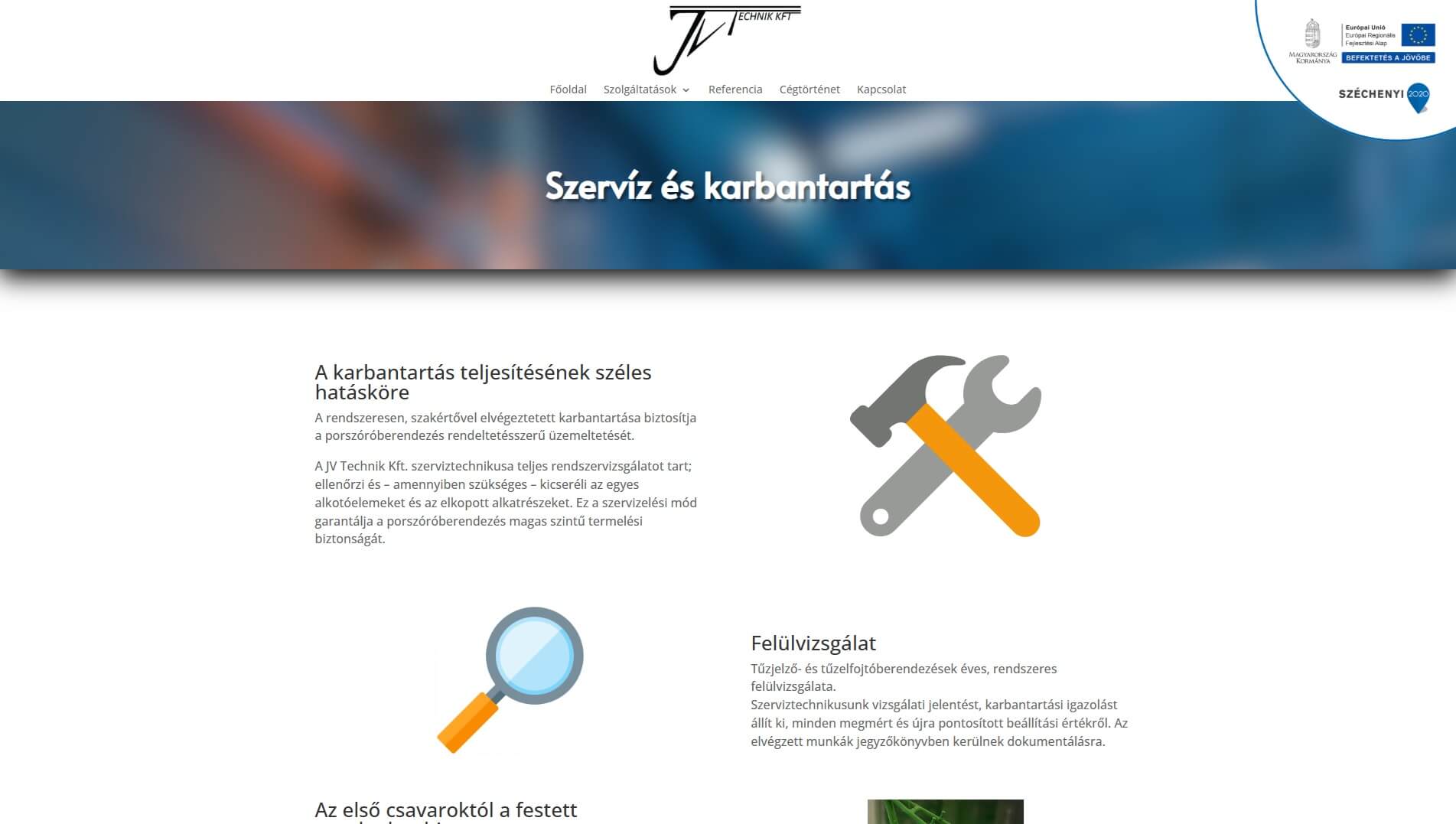 Jvtechnik Kft weboldala